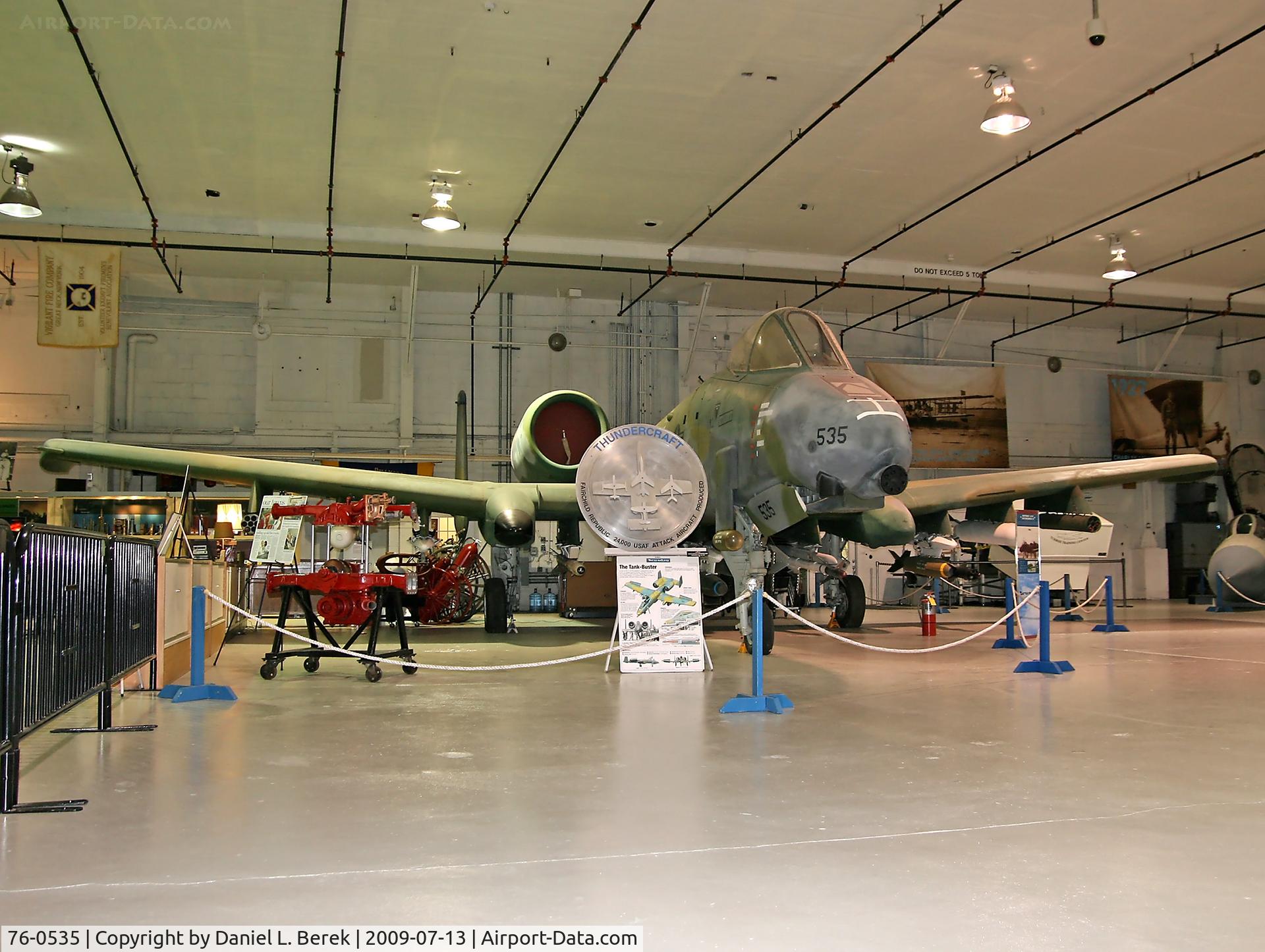 76-0535, 1976 Fairchild Republic A-10A Thunderbolt II C/N A10-0082, This superb ground-attack aircraft has been preserved at the Cradle of Aviation Museum.