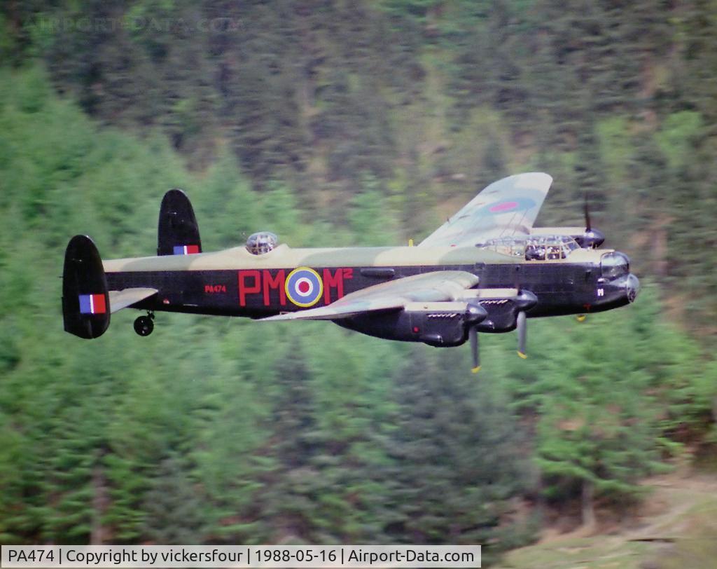 PA474, 1945 Avro 683 Lancaster B1 C/N VACH0052/D2973, Low level flypast over the Derwent Dam, Derbyshire to mark the 45th Anniversary of the 'Dambusters' raid 16/17-05-43. Wearing 103 Squadron codes.