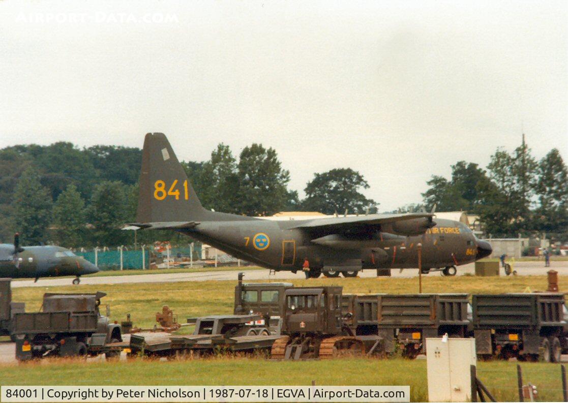 84001, 1964 Lockheed C-130H Hercules C/N 382-4039, C-130H Hercules of F7 Wing Royal Swedish Air Force present at the 1987 Intnl Air Tattoo at RAF Fairford.