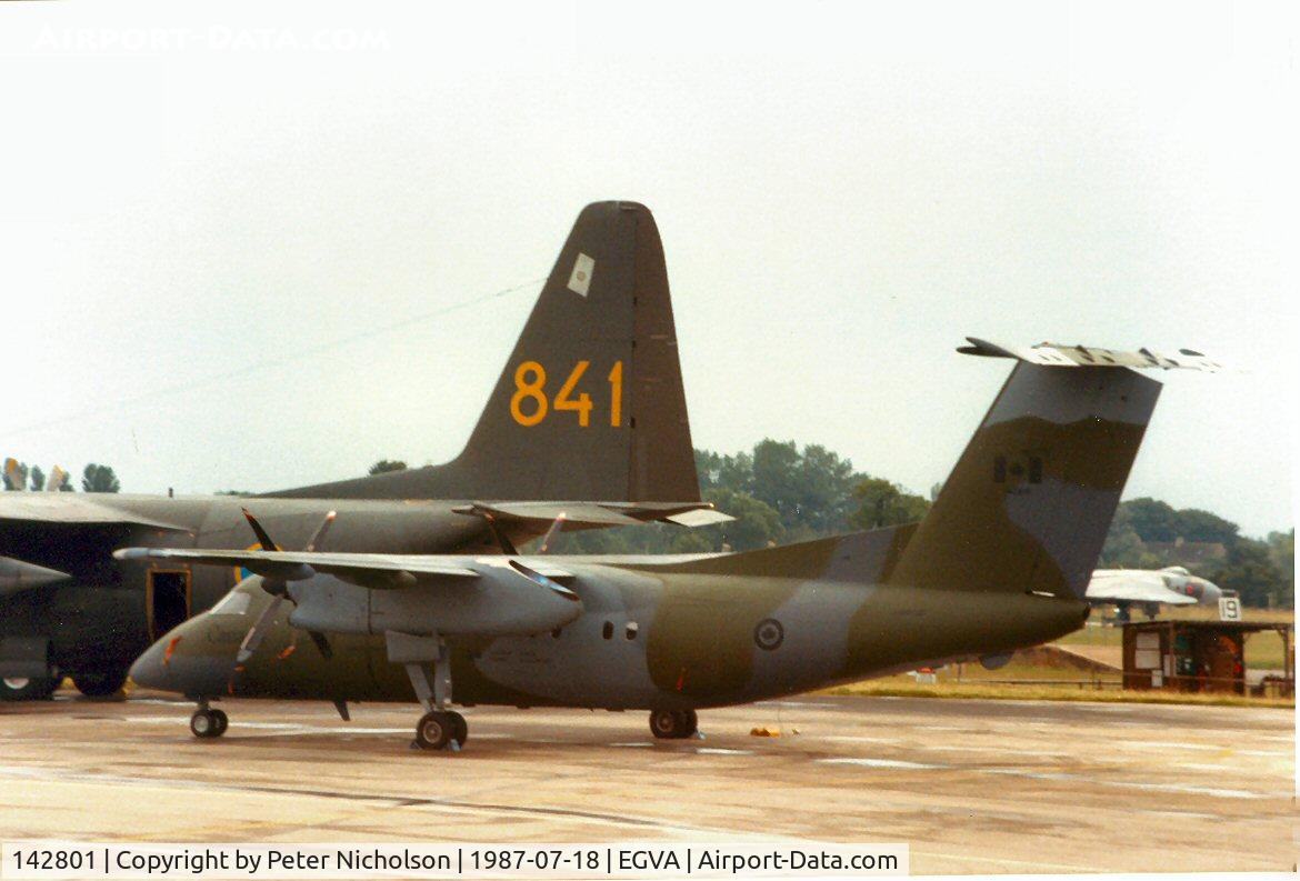 142801, 1986 De Havilland Canada CC-142 Dash 8 C/N 38, CC-142 Dash Eight of 412 Squadron Canadian Armed Forces on display at the 1987 Intnl Air Tattoo at RAF Fairford.