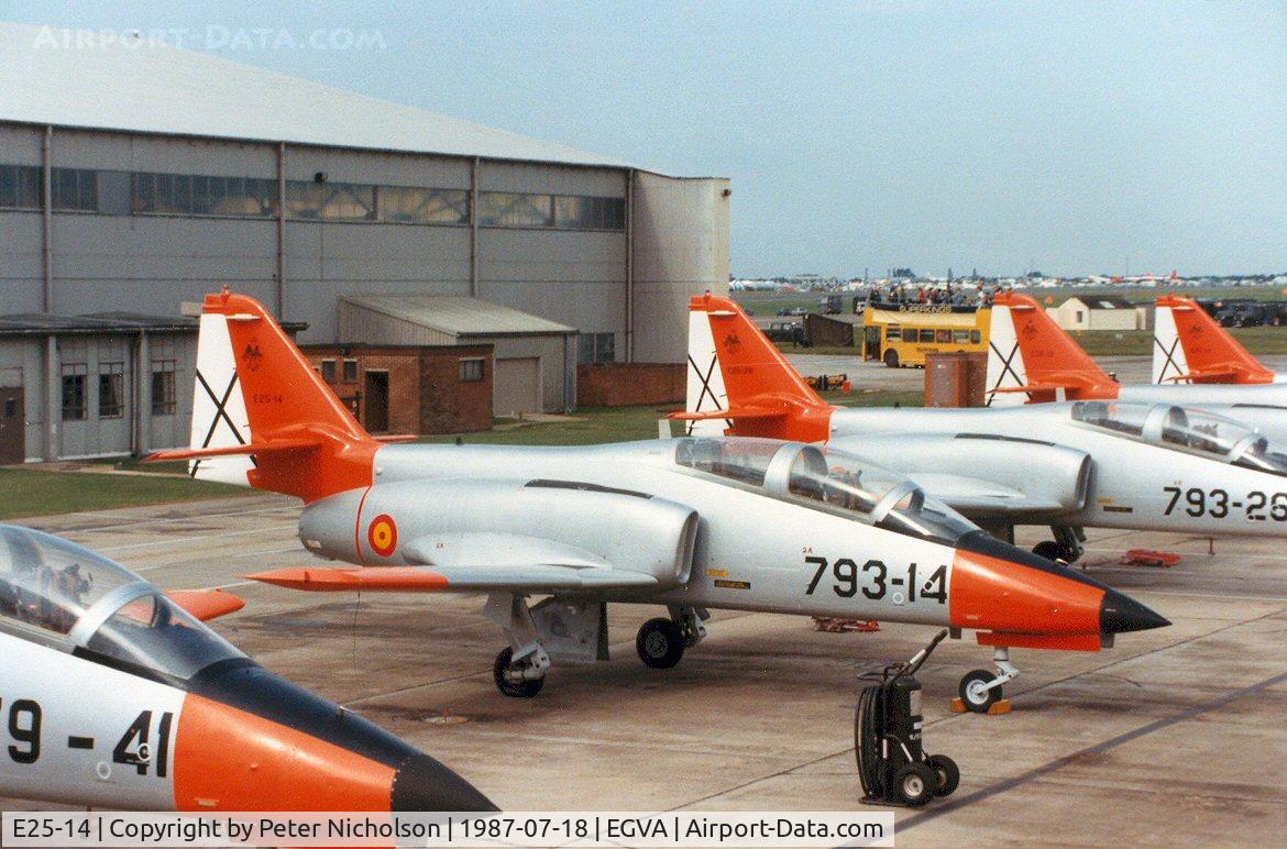 E25-14, CASA C-101EB Aviojet C/N EB01-14-014, CASA 101EB Aviojet of the Spanish Air Force's Team Aguila on the flight-line at the 1987 Intnl Air Tattoo at RAF Fairford.