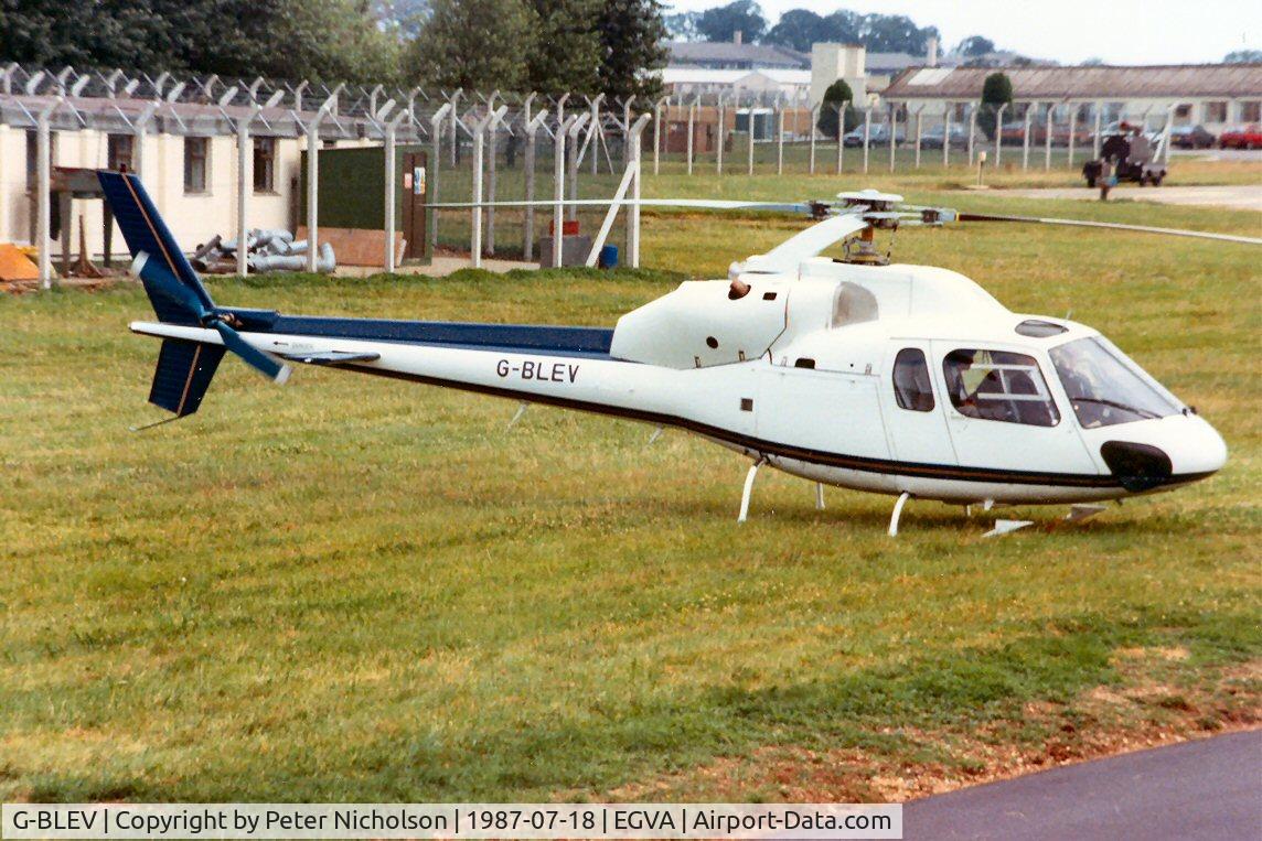 G-BLEV, 1984 Aerospatiale AS-355F-1 Twin Squirrel C/N 5311, This Twin Squirrel was a visitor to the 1987 Intnl Air Tattoo at RAF Fairford.