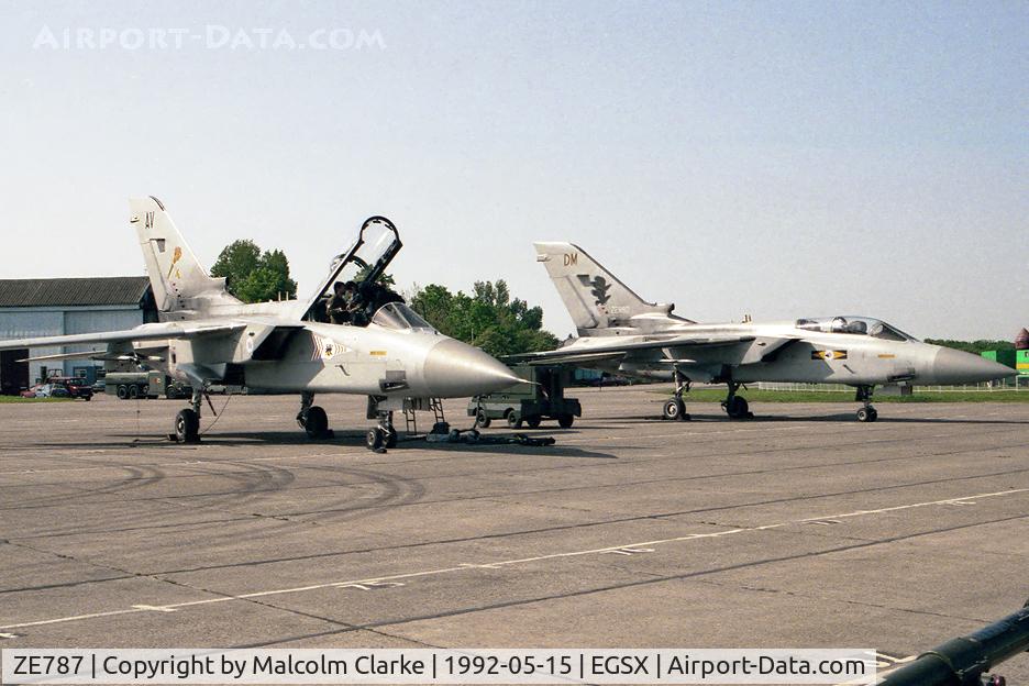 ZE787, 1988 Panavia Tornado F.3 C/N 3314, Panavia Tornado F3, together with ZE982 at North Weald Airfield in 1992.