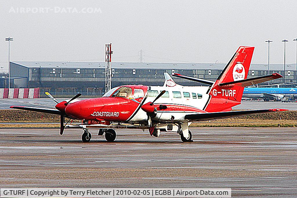 G-TURF, 1987 Reims Cessna F406 Caravan II C/N F406-0020, Cessna F406 on Elmdon ramp at BHX