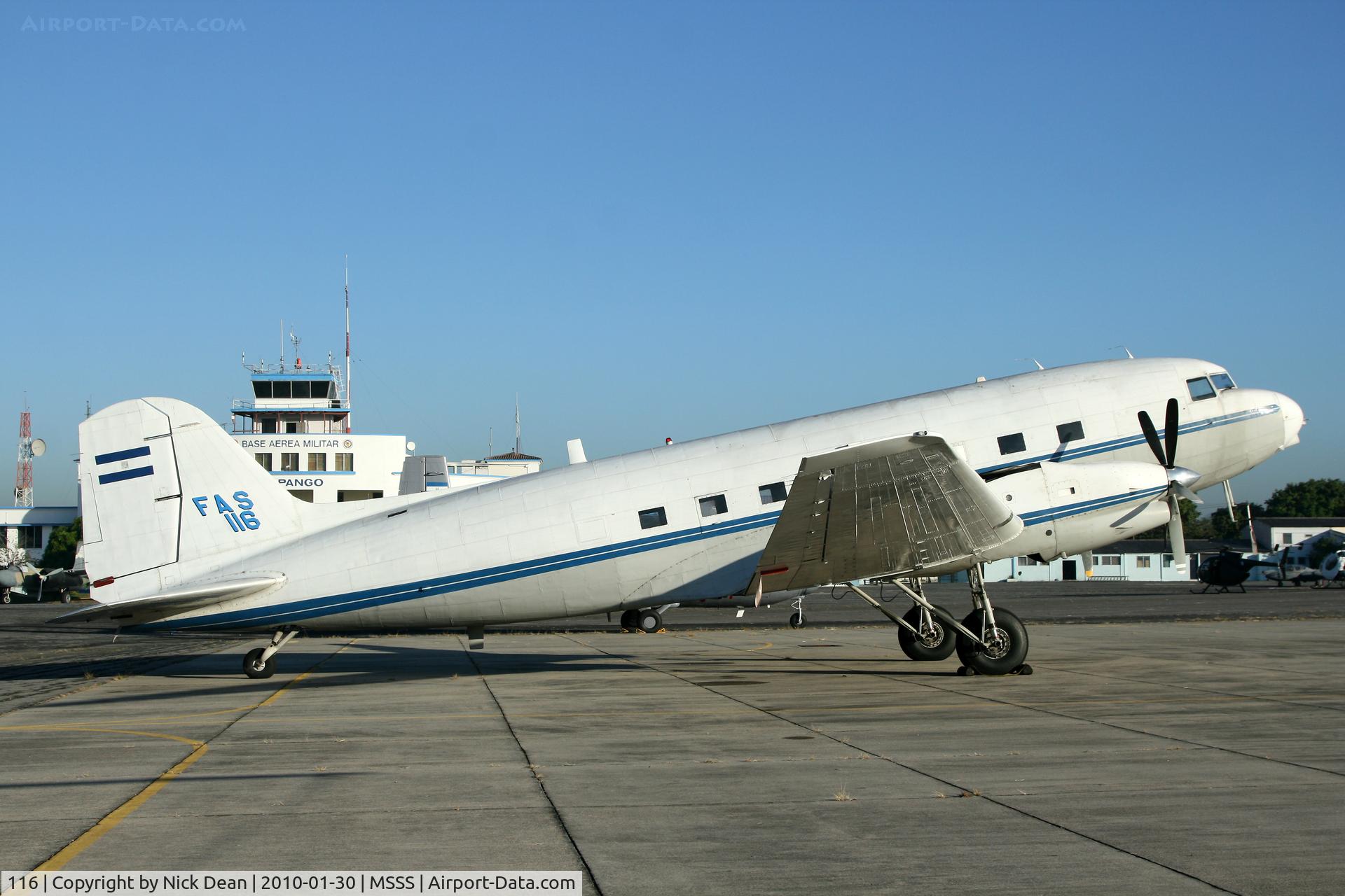 116, 1944 Basler BT-67 (C-47B) C/N 16534/33282, MSSS In the static at Ilopango 2010 and still an active military frame after 66 years!!