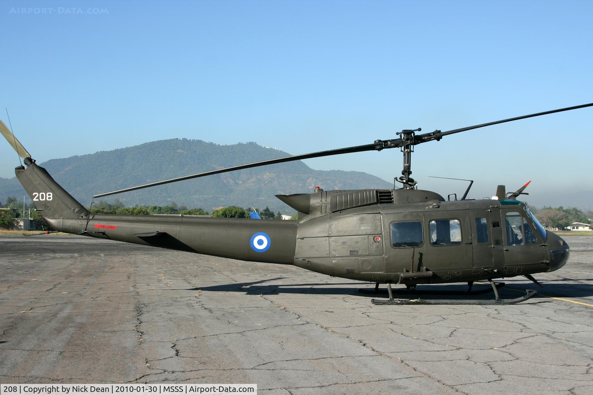 208, 1966 Bell UH-1H Iroquois C/N 5885, MSSS In the static at Ilopango 2010