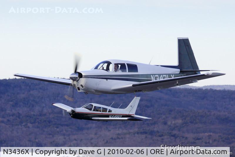 N3436X, 1966 Mooney M20C Ranger C/N 3403, With N4498T during a 6-plane formation over Orange, MA