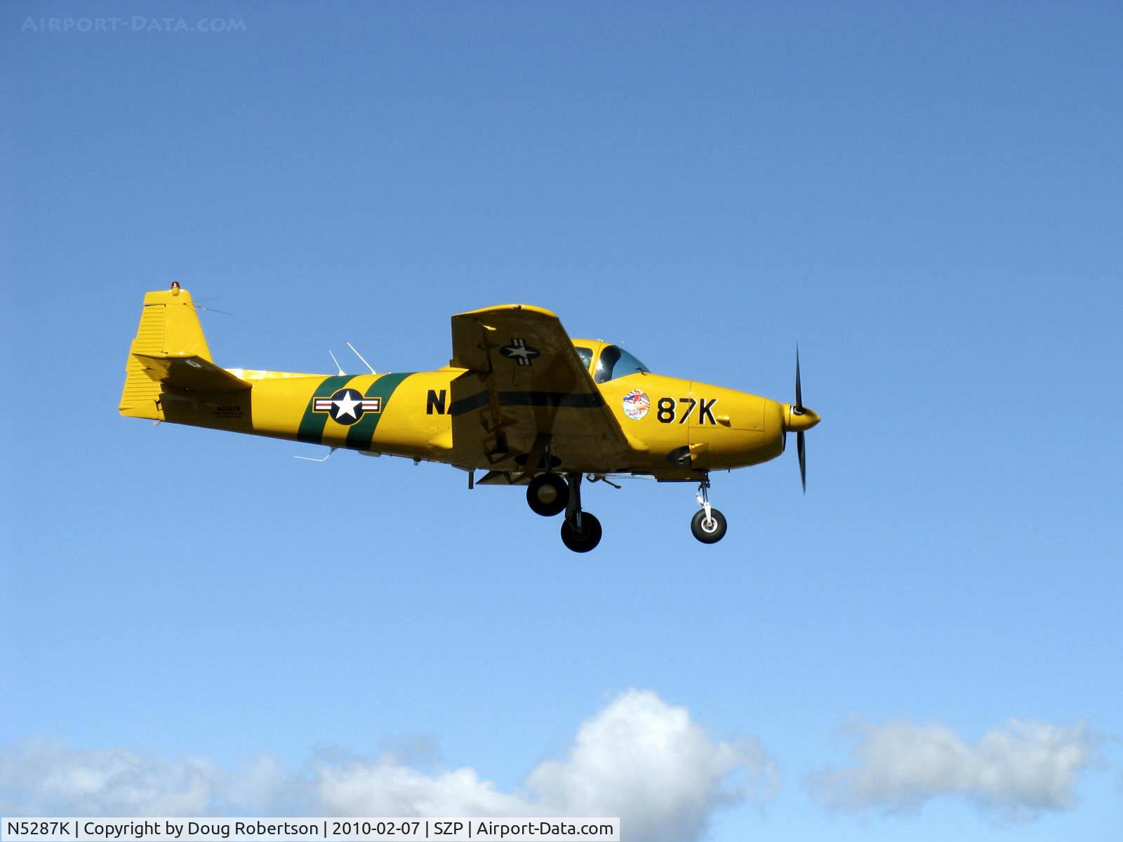 N5287K, 1950 Ryan Navion B C/N NAV-4-2187B, 1950 Ryan B as L17B SUPER B 'At Your Command!', Lycoming GO-435 C&D 240/260 Hp geared engine, on final Rwy 04