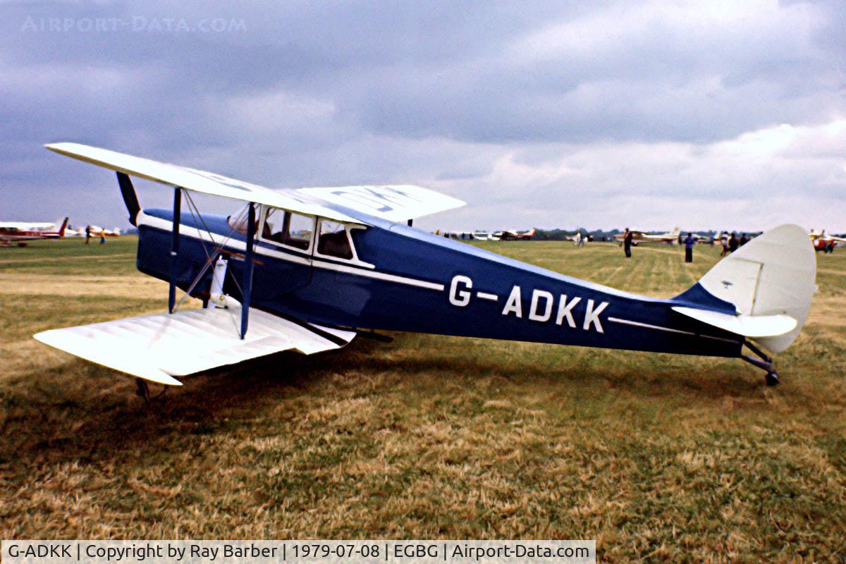 G-ADKK, 1935 De Havilland DH.87B Hornet Moth C/N 8033, De Havilland DH.87B Hornet Moth [8033] Leicester~G 08/07/1979. Seen at PFA Fly In Leicester in 1979 .Image from a slide.