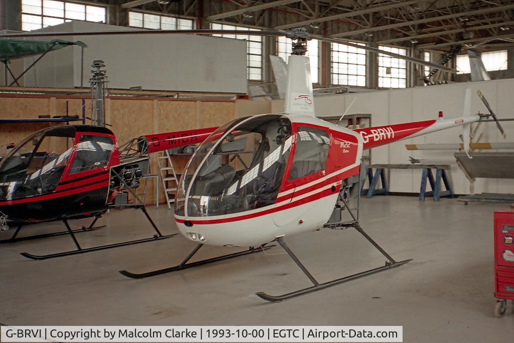 G-BRVI, 1989 Robinson R22 Beta C/N 1240, Robinson R-22 Beta at Cranfield Airport in 1993.