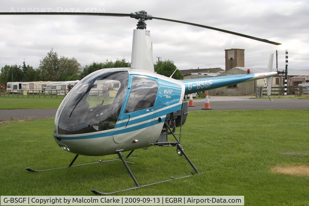 G-BSGF, 1990 Robinson R22 Beta C/N 1383, Robinson R-22 Beta at Breighton Airfield in 2009.