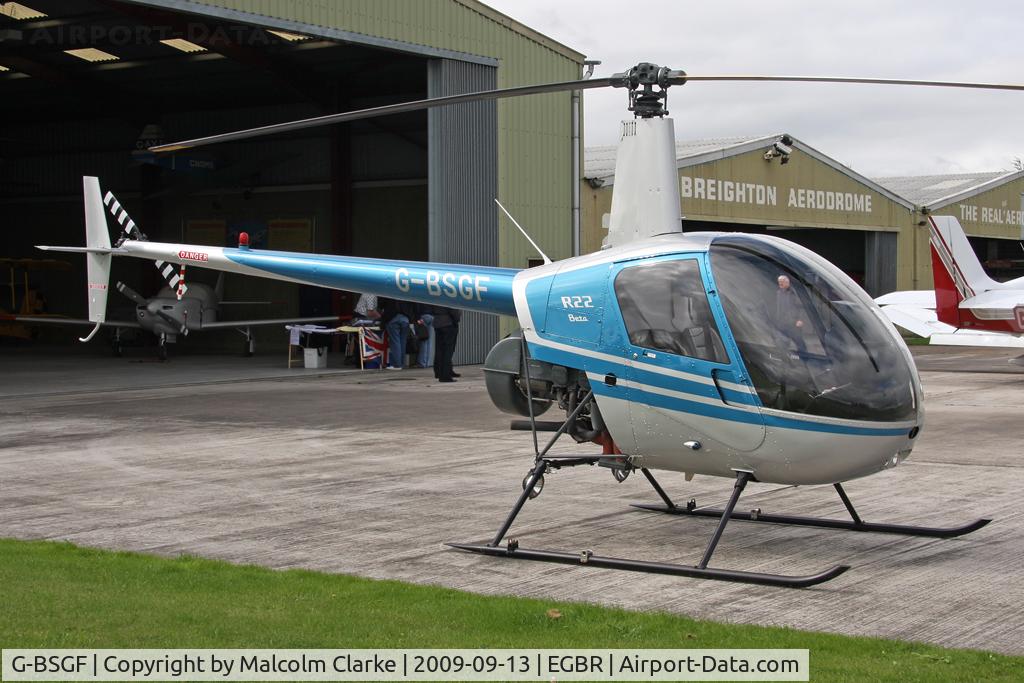 G-BSGF, 1990 Robinson R22 Beta C/N 1383, Robinson R-22 Beta at Breighton Airfield in 2009.