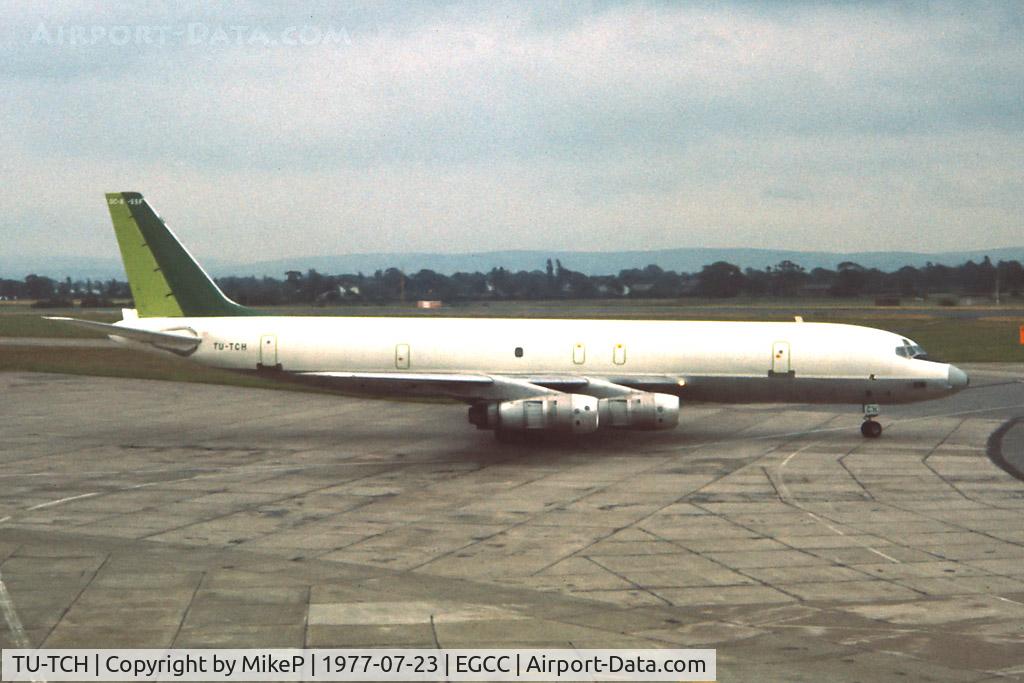 TU-TCH, 1967 Douglas DC-8F-55 C/N 45883, One of a short series of DC-8 freight charters to Manchester in late July 1977.