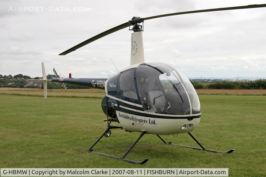 G-HBMW, 1981 Robinson R22 C/N 0170, Robinson R-22 at Fishburn Airfield in 2008.