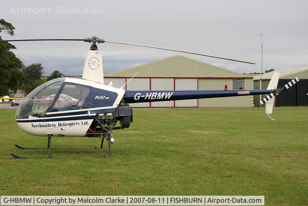 G-HBMW, 1981 Robinson R22 C/N 0170, Robinson R-22 at Fishburn Airfield in 2008.