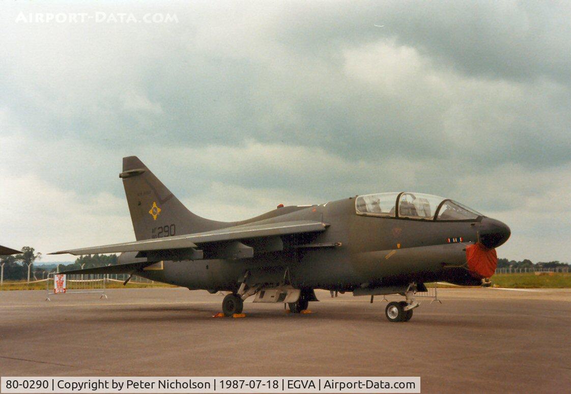 80-0290, 1980 LTV A-7K Corsair II C/N K-019, A-7K Corsair, callsign Taco 22, of 188th Tactical Fighter Squadron New Mexico Air National Guard in the static park at the 1987 Intnl Air Tattoo at RAF Fairford.
