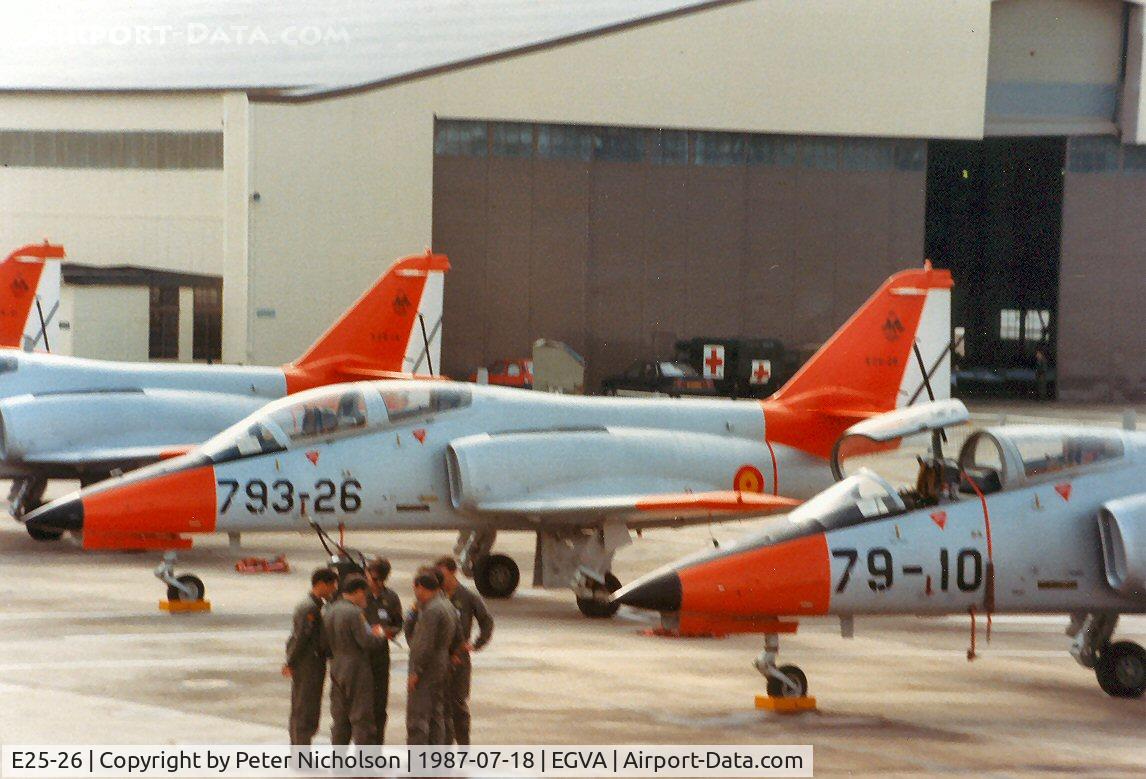 E25-26, CASA C-101EB Aviojet C/N EB01-26-026, CASA 101EB Aviojet coded 793-26 of Spanish Air Force's Team Aguila on the flight-line at the 1987 Intnl Air Tattoo at RAF Fairford.