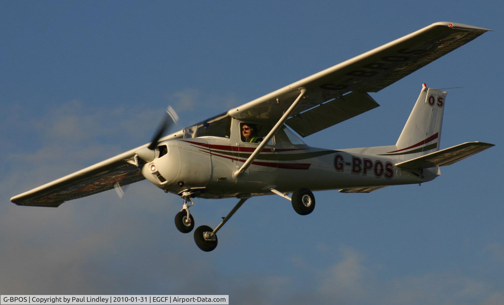 G-BPOS, 1975 Cessna 150M C/N 150-75905, On finals in the late sun