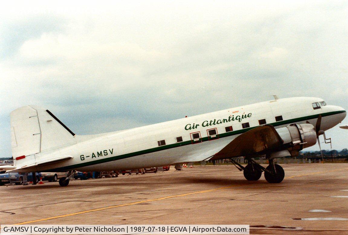 G-AMSV, 1944 Douglas DC-3A-467 (C-47B) C/N 16072, Dakota 6 of Air Atlantique as a charter flight to the 1987 Intnl Air Tattoo at RAF Fairford.