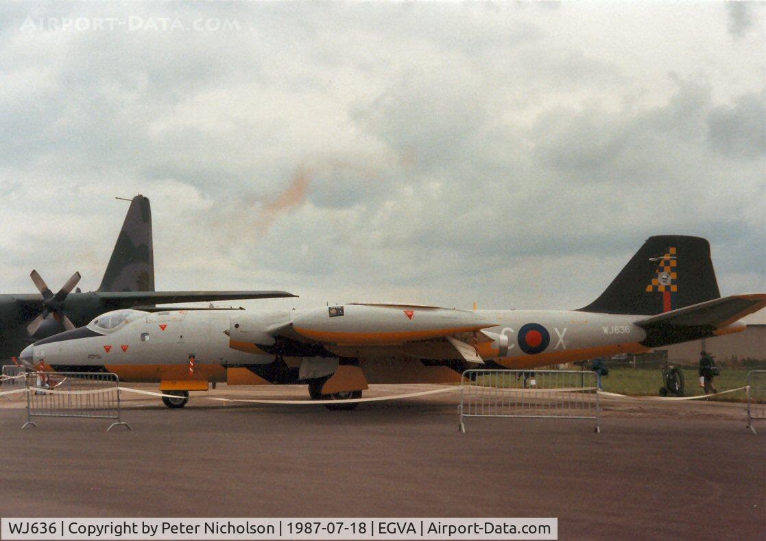 WJ636, English Electric Canberra TT.18 C/N HP-203B, Canberra TT.18 of 7 Squadron in the static park at the 1987 Intnl Air Tattoo at RAF Fairford.