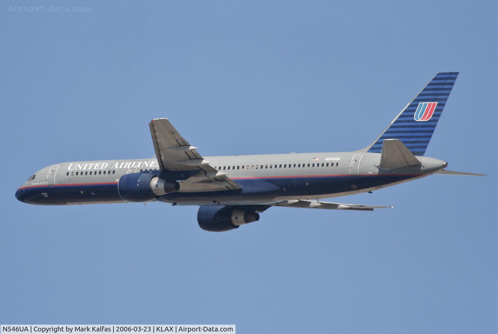 N546UA, 1991 Boeing 757-222 C/N 25367, United Airline Boeing 757-200, N546UA, 25R departure KLAX.