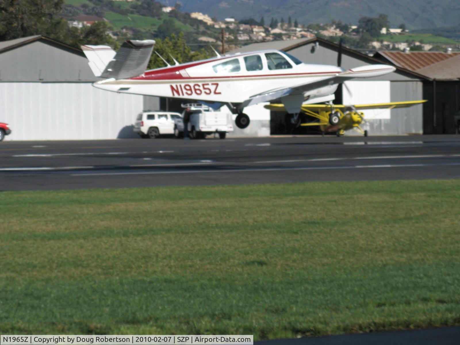 N1965Z, 1965 Beech S35 Bonanza C/N D-7805, 1965 Beech S35 BONANZA, Continental IO-520-B 285 Hp, landing Rwy 04