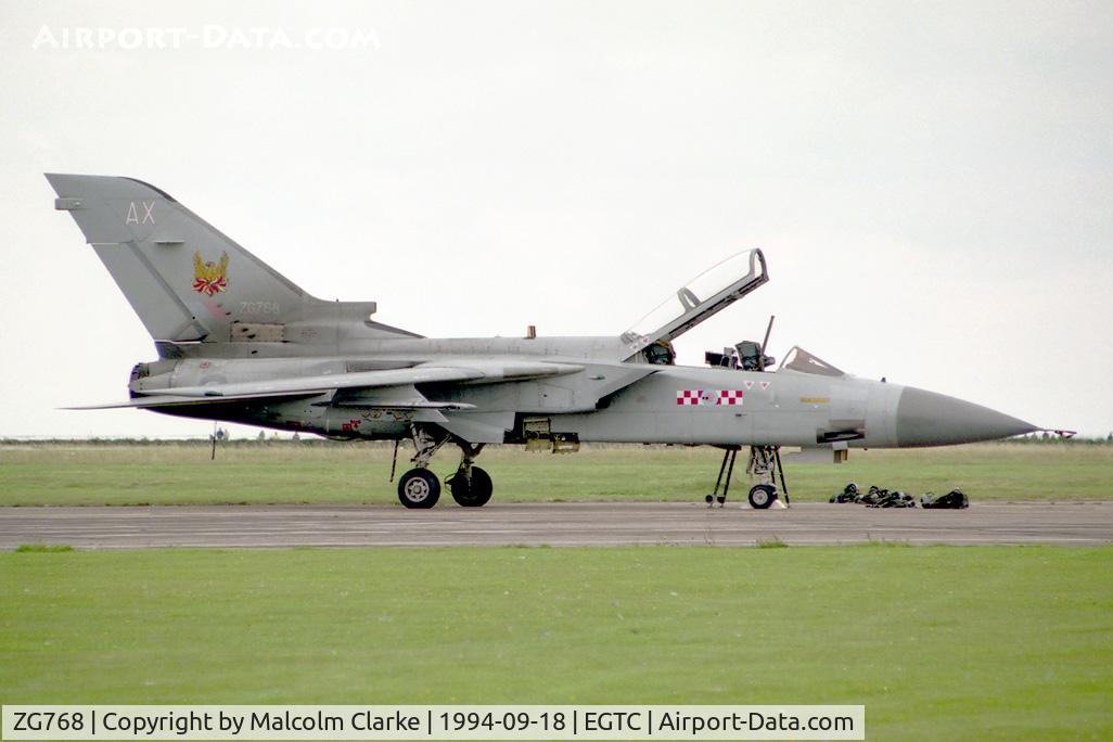 ZG768, Panavia Tornado F.3 C/N 886/AS135/3435, Panavia Tornado F3. Flown by RAF F3 OCU/N056(R) Sqn, Coningsby and seen here at Cranfield's Air Show and Helifest in 1994.