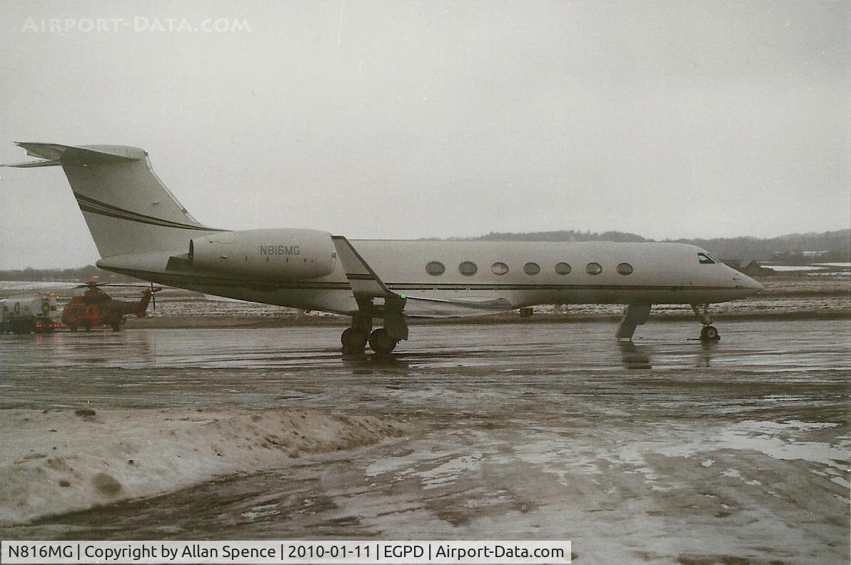 N816MG, 2008 Gulfstream Aerospace GV-SP (G550) C/N 5187, Taken on a dull wintry day at Aberdeen (Dyce) Airport