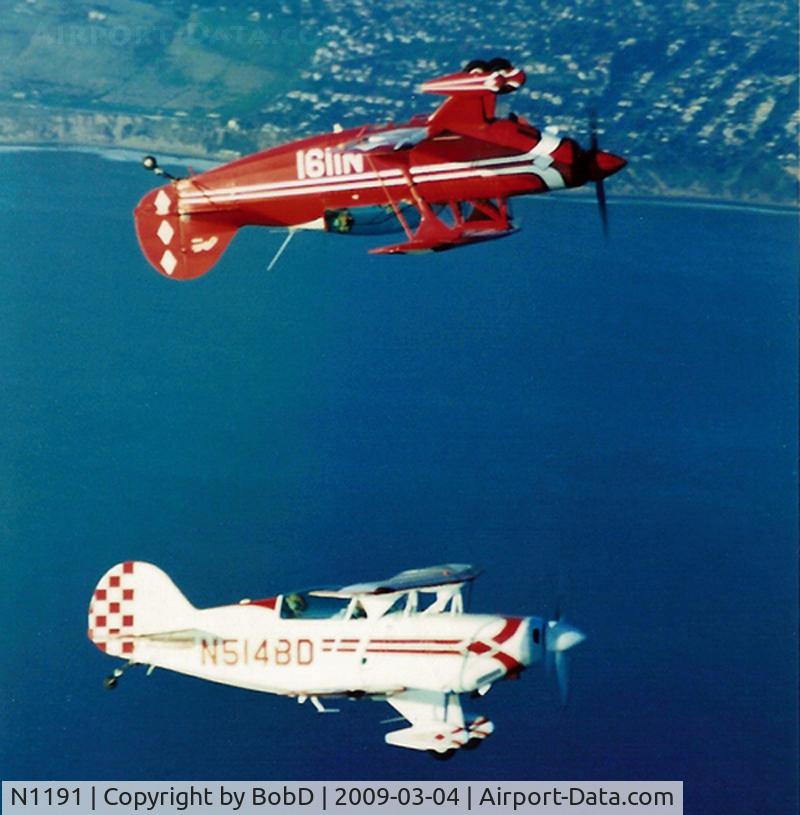 N1191, 1993 Aviat Pitts S-2B Special C/N 5284, Inverted formation with N514BD