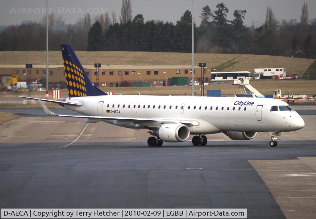 D-AECA, 2009 Embraer 190LR (ERJ-190-100LR) C/N 19000327, Lufthansa / Eurowings Embraer 190 arrives with the service from Frankfurt