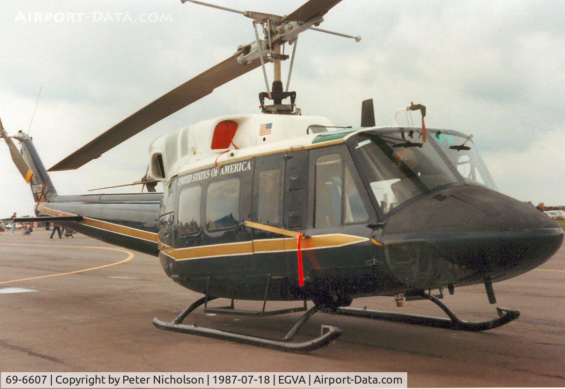 69-6607, 1969 Bell UH-1N Iroquois C/N 31013, UH-1N Iroquois, callsign Spar 81, of the 67th Air Rescue and Recovery Squadron on display at the 1987 Intnl Air Tattoo at RAF Fairford.