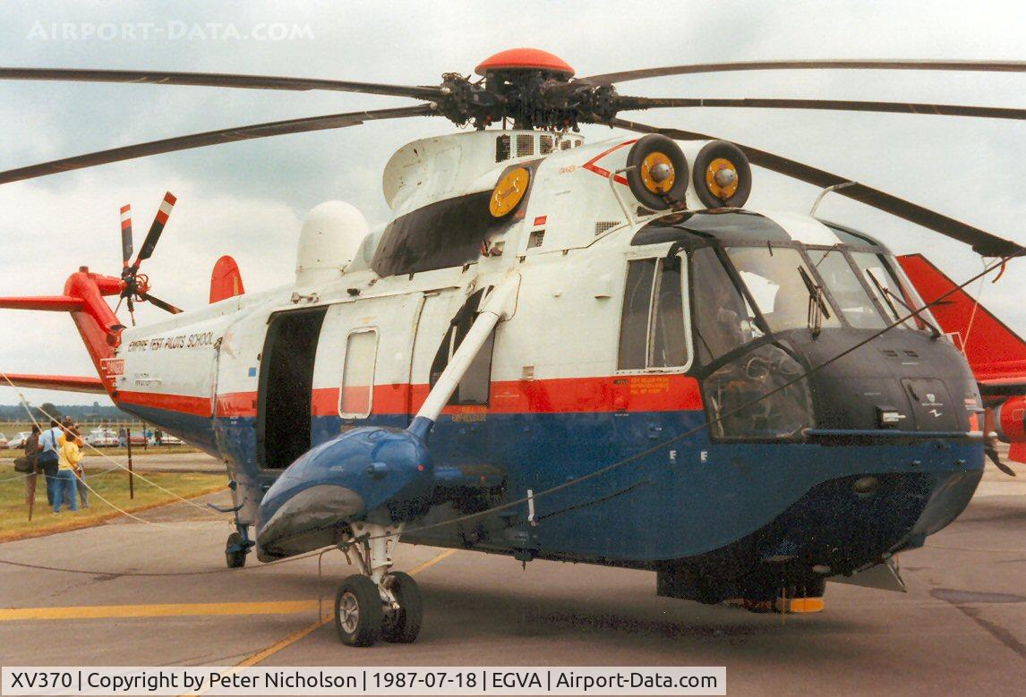 XV370, Sikorsky S-61D-2 Sea King C/N 61-393, SH-3D Sea King, callsign Tester 54D, of the Empire Test Pilots School at Boscombe Down on display at the 1987 Intnl Air Tattoo at RAF Fairford.