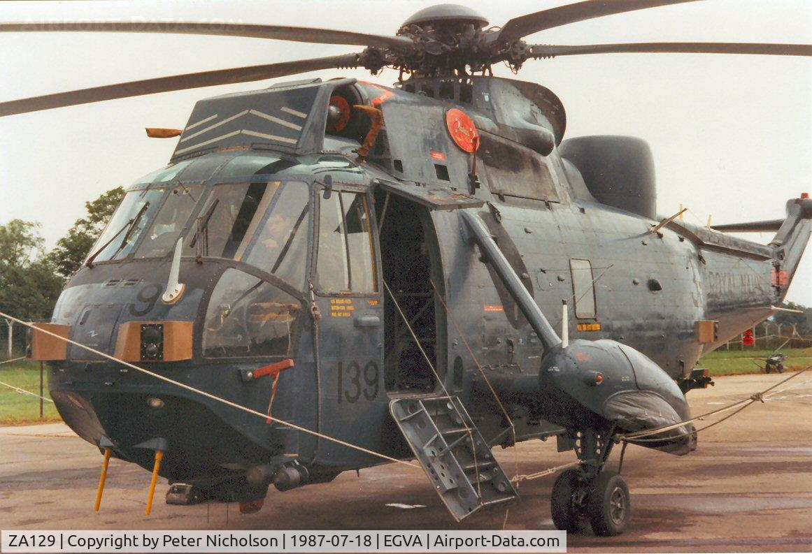 ZA129, 1980 Westland Sea King HAS.5 C/N WA890, Sea King HAS.5, callsign Navy 139, of 826 Squadron in the static park at the 1987 Intnl Air Tattoo at RAF Fairford.