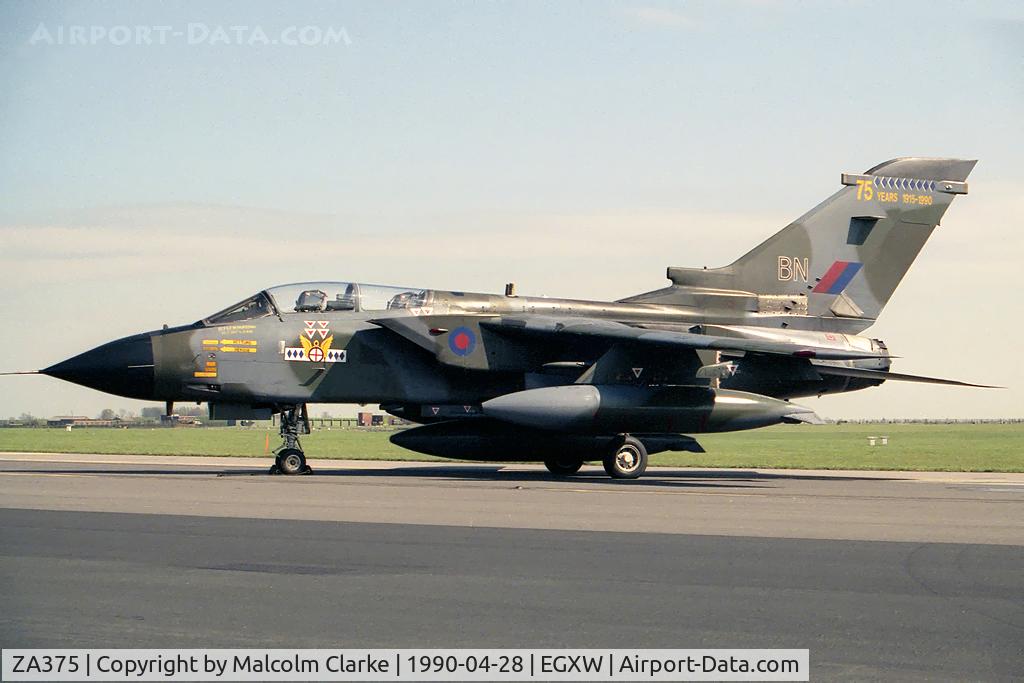 ZA375, 1982 Panavia Tornado GR.1 C/N 180/BS057/3089, Panavia Tornado GR1 from 14 Sqn, Bruggen with markings celebrating 75 years of 14 Sqn. At RAF Waddington's Photocall 90.
