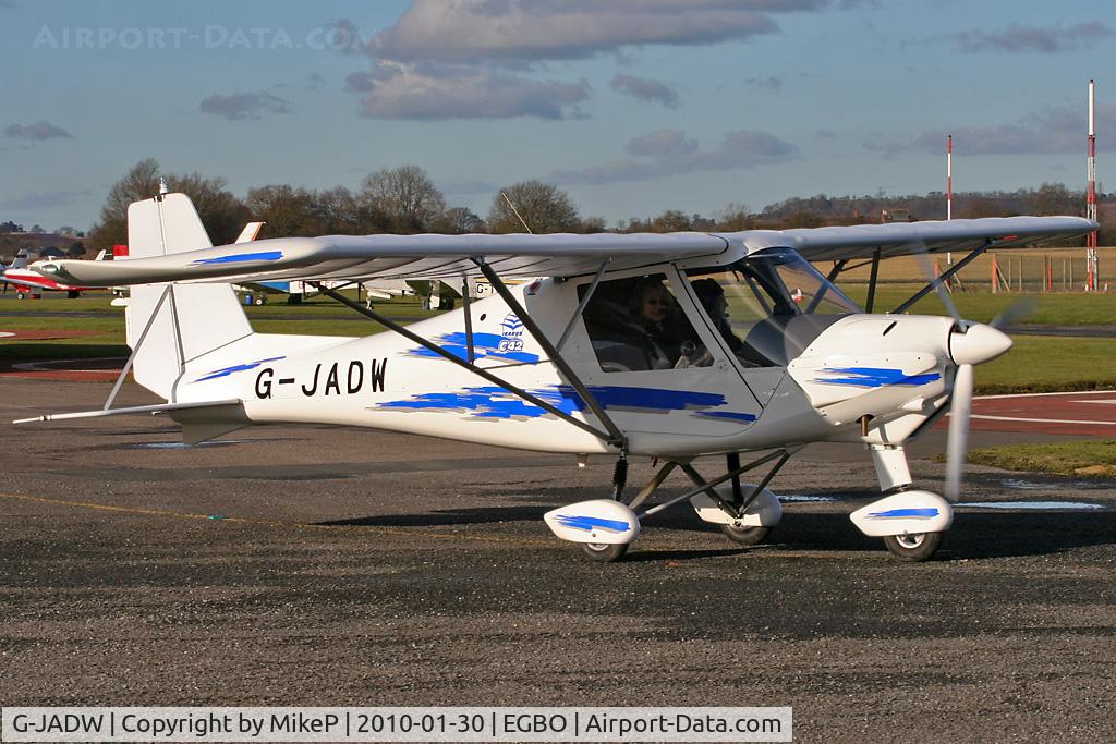 G-JADW, 2008 Comco Ikarus C42 Cyclone FB80 C/N 0810-7013, Leaving the pumps, heading for the 34 hold.