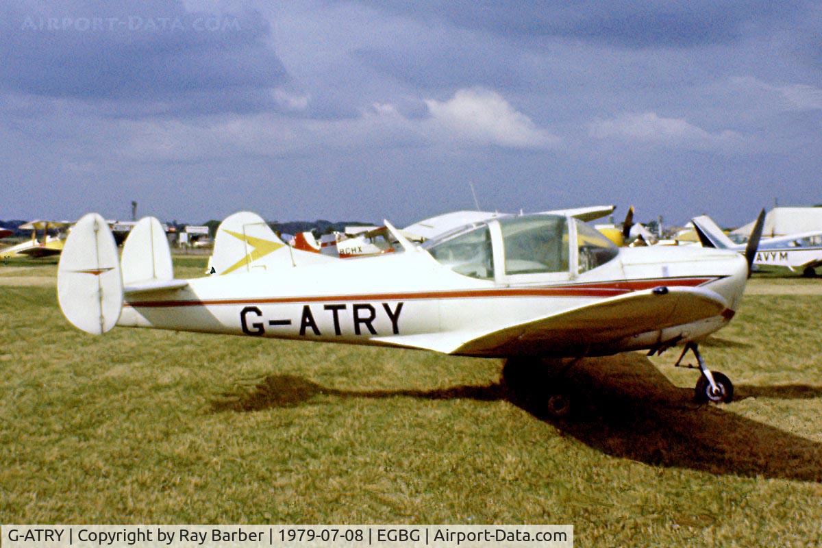 G-ATRY, 1966 Alon A-2 Aircoupe C/N A-140, Alon A-2 Ercoupe [A-140] Leicester~G 08/07/1979. Seen at PFA Fly In Leicester in 1979 .Image from a slide.