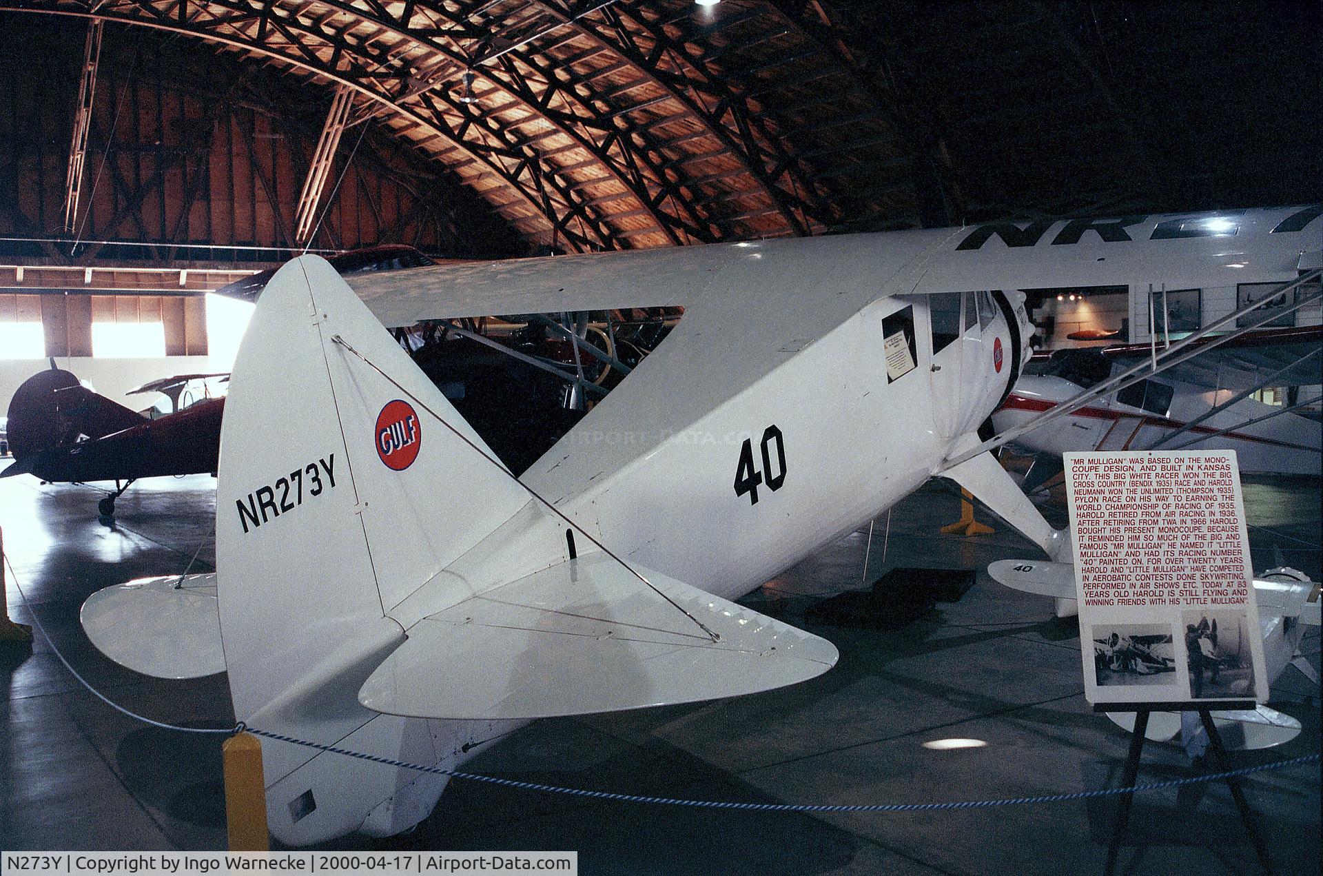 N273Y, 1985 Howard Aircraft DGA-6 Replica C/N JRY-02, Howard (J R Younkin) DGA-6 replica at the Arkansas Air Museum, Fayetteville AR