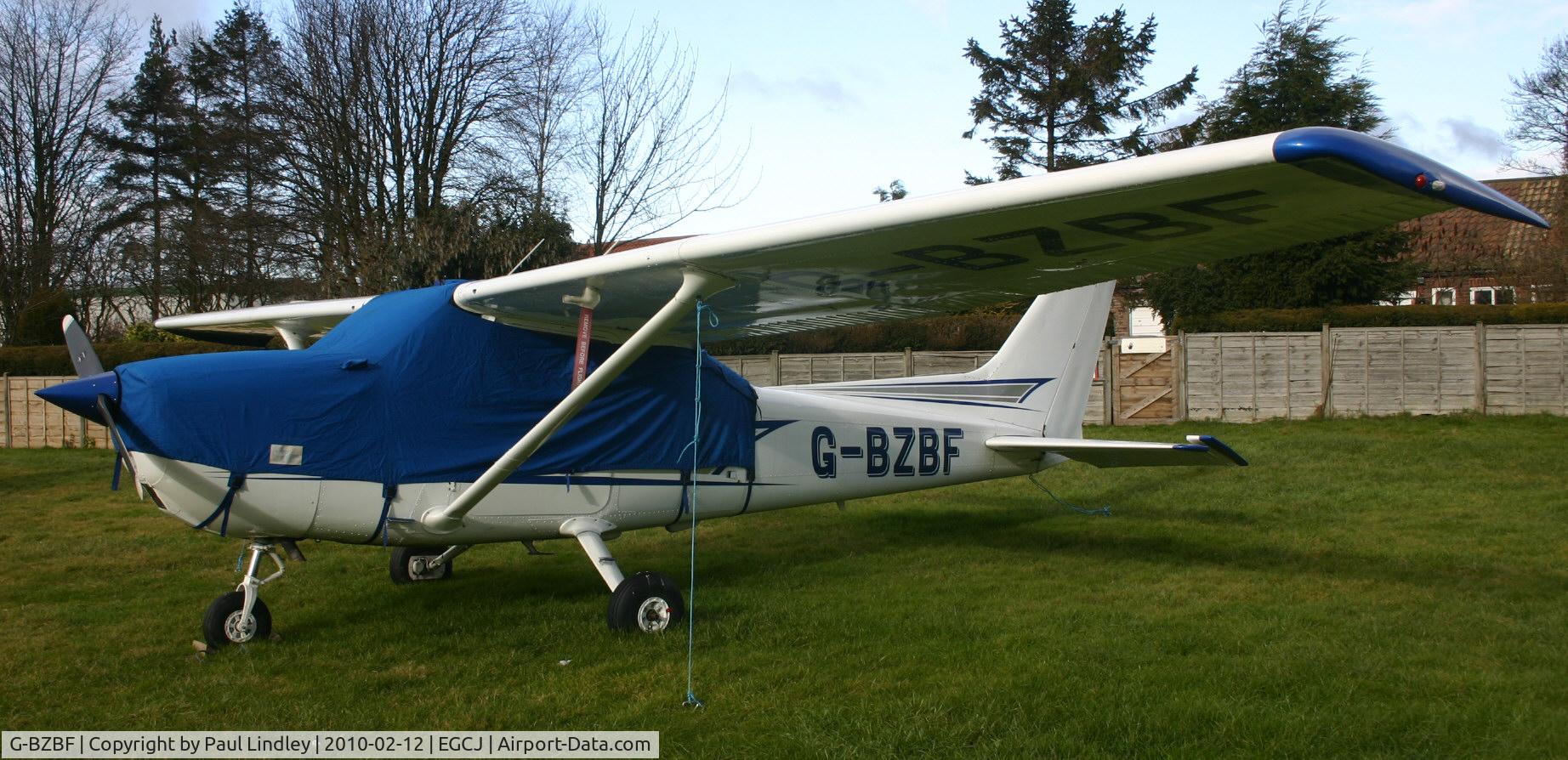 G-BZBF, 1974 Cessna 172M Skyhawk C/N 17262258, well tied down