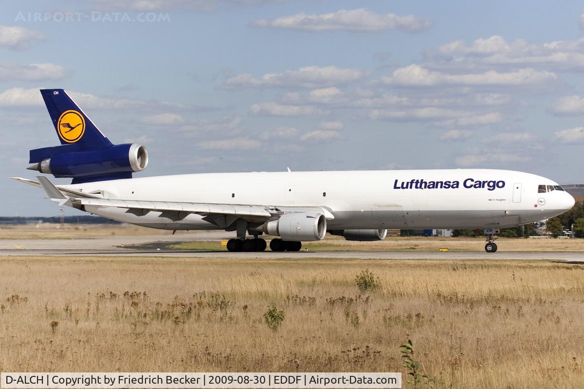 D-ALCH, 1999 McDonnell Douglas MD-11F C/N 48801, departing EDDF via RW18W