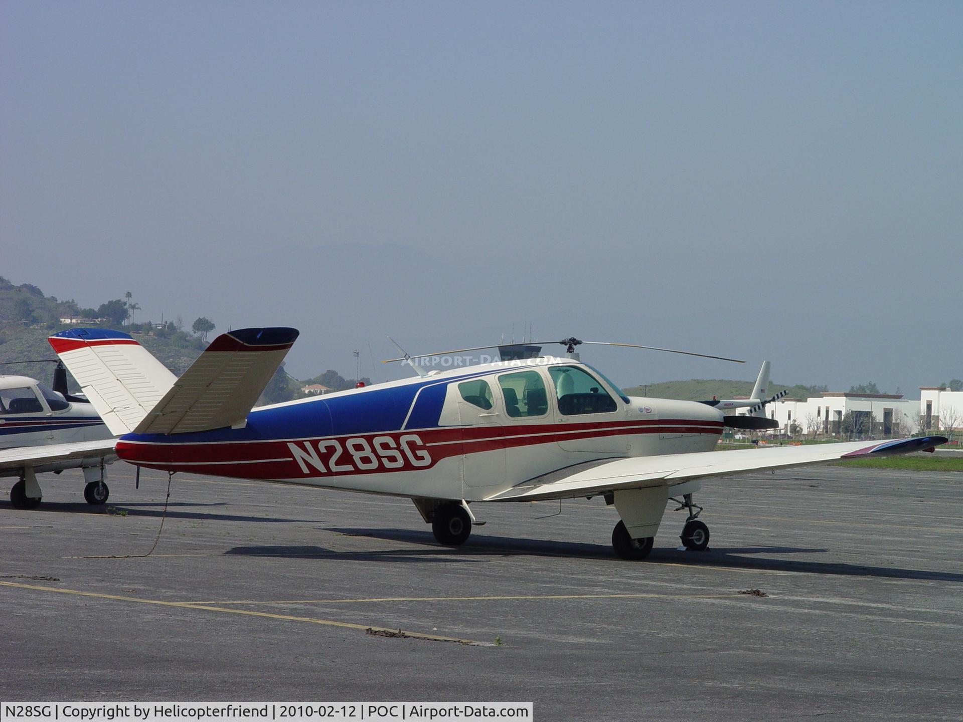 N28SG, 1956 Beech G35 Bonanza C/N D-4540, Parked on the southeast side