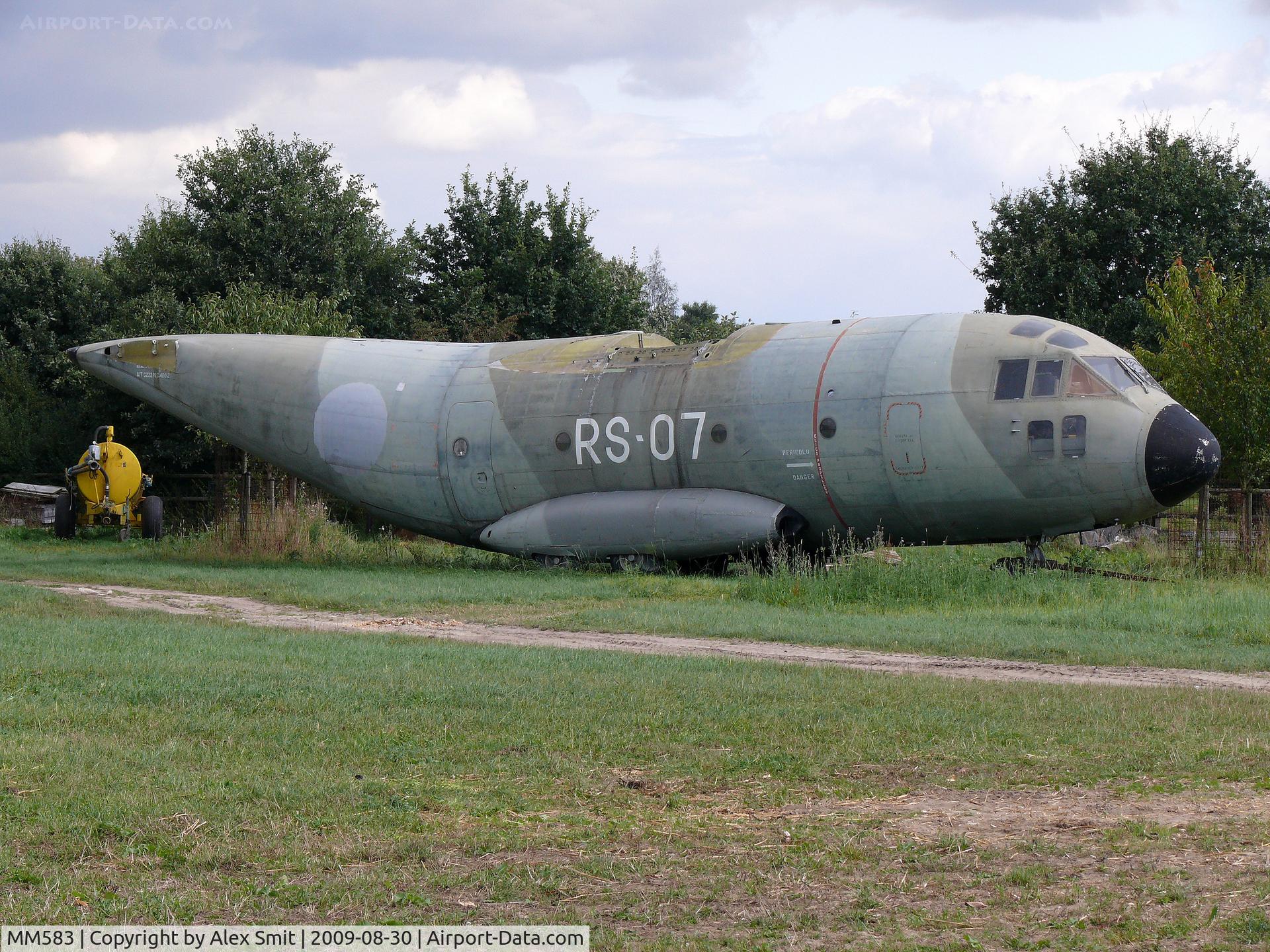 MM583, Aeritalia G-222 C/N 4002, Aeritalia G222-TCM MM538/RS-07 Italian Air Force fuselage stored near playgrounds Irrland near Twisteden Germany