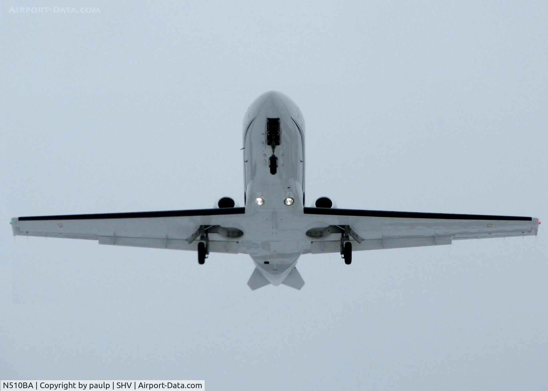 N510BA, Cessna 525 CitationJet CJ1 C/N 510-0143, Landing on runway 05 at Shreveport Regional.