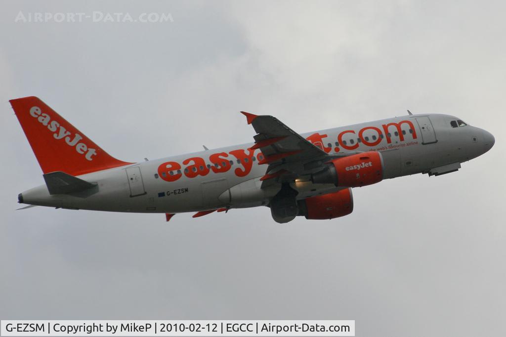 G-EZSM, 2003 Airbus A319-111 C/N 2062, Climbing away from 05L.