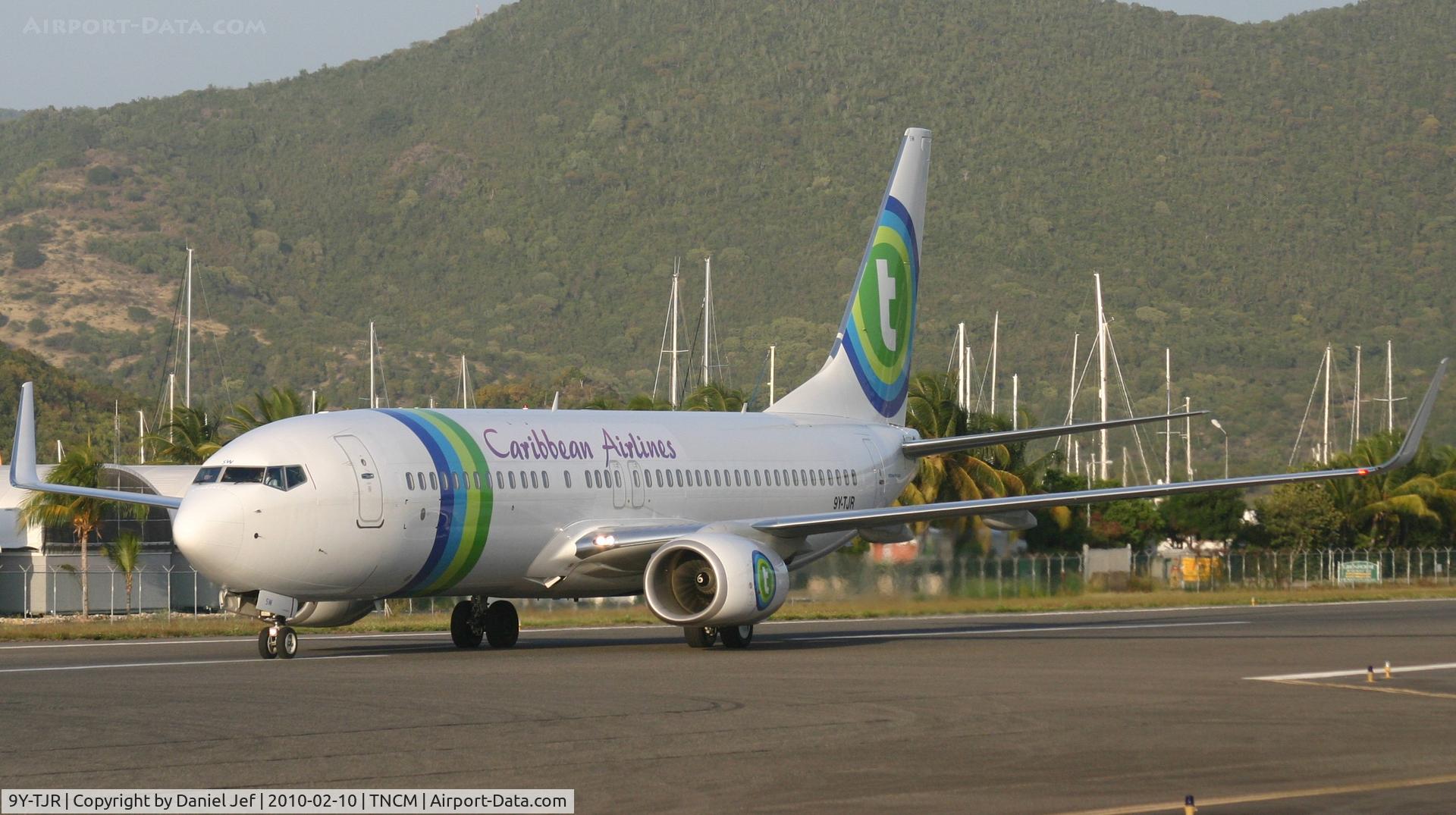 9Y-TJR, 2009 Boeing 737-8K2 C/N 37160, 9Y-TJR just landed at TNCM