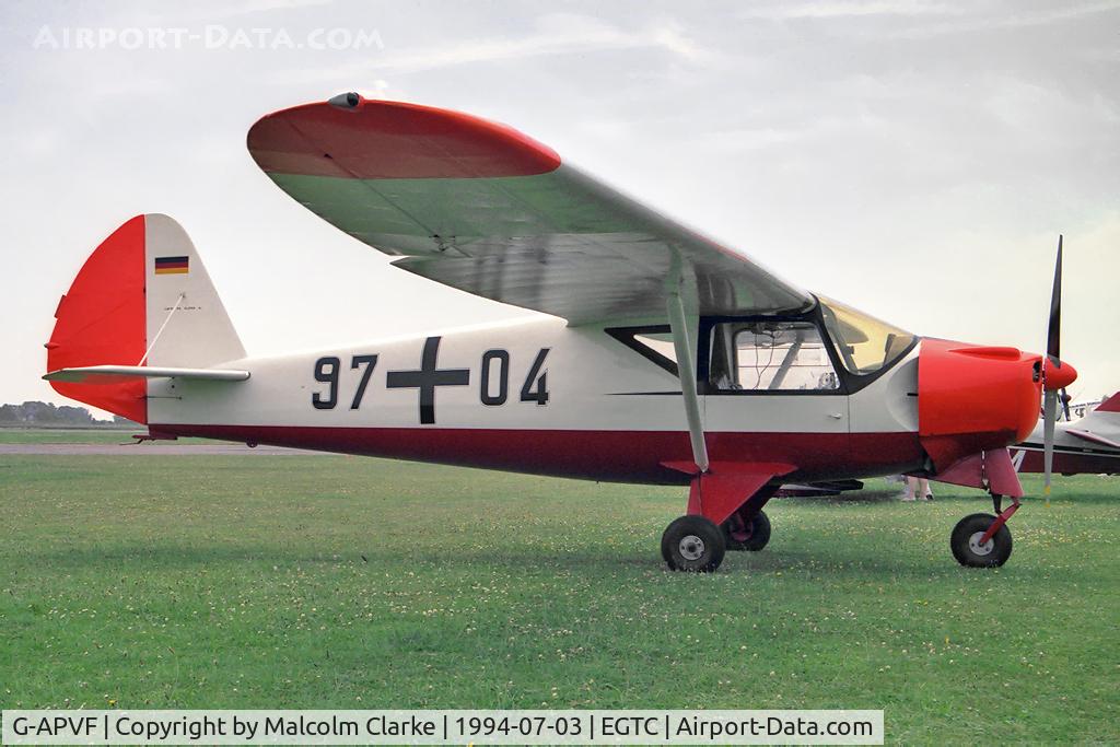 G-APVF, 1959 Putzer Elster B C/N 006, Putzer Elster B at the 1994 PFA Rally, Cranfield Airport..