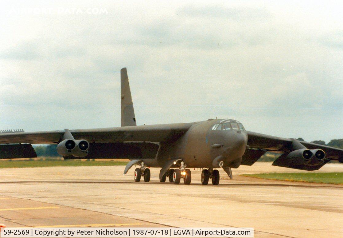 59-2569, 1959 Boeing B-52G Stratofortress C/N 464332, B-52G Stratofortress of 2nd Bomb Wing at the 1987 Intnl Air Tattoo at RAF Fairford.