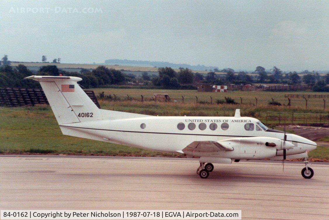 84-0162, 1984 Beech C-12U Huron C/N BL-092, C-12F Huron of Ramstein's 58th Military Airlift Squadron on display at the 1987 Intnl Air Tattoo at RAF Fairford.