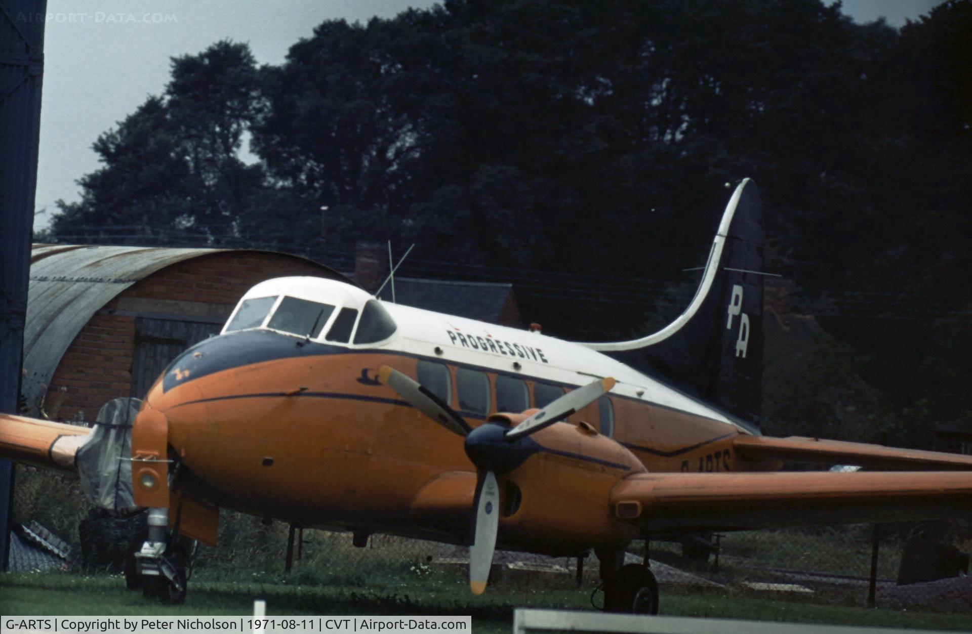 G-ARTS, 1952 De Havilland DH-104 Dove 6 C/N 04369, Dove 6 seen at Coventry Airport in the Summer of 1971.