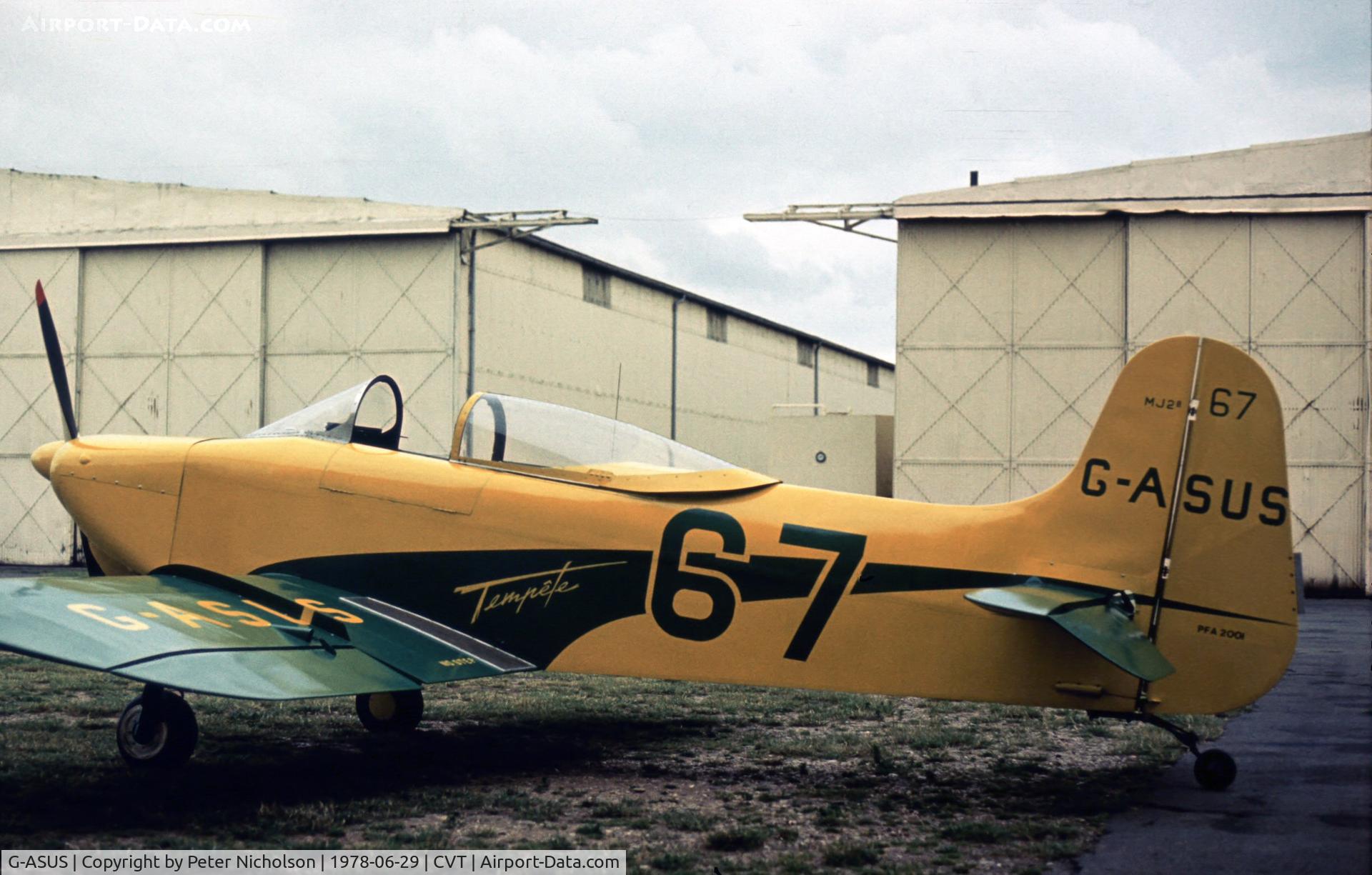 G-ASUS, 1967 Jurca MJ-2 Tempete C/N PFA 2001, Jurca MJ.2B Tempete seen at Coventry Airport in the Summer of 1978.