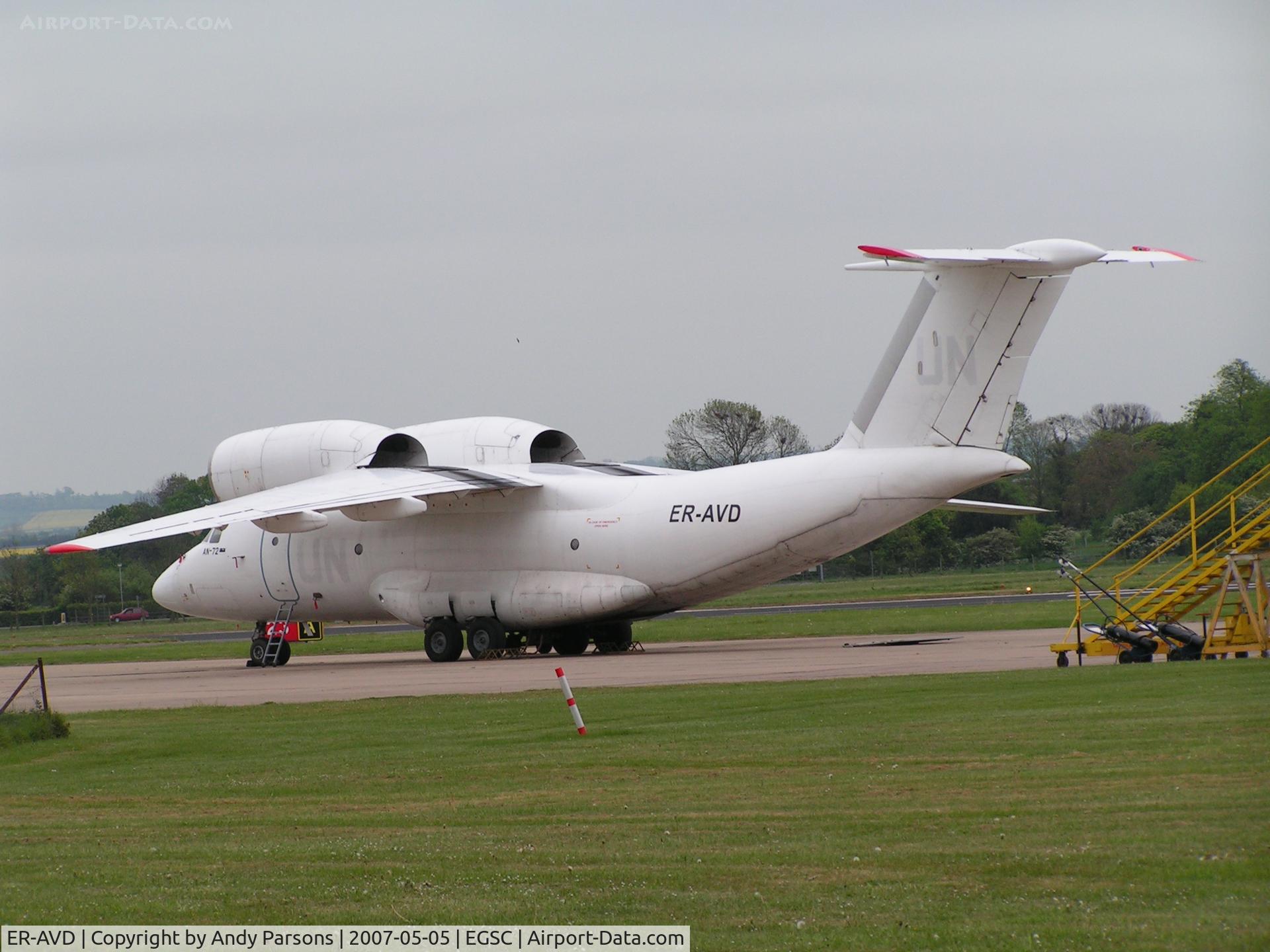 ER-AVD, 1989 Antonov An-72-100 C/N 36572080786, On a horse run at Cambridge